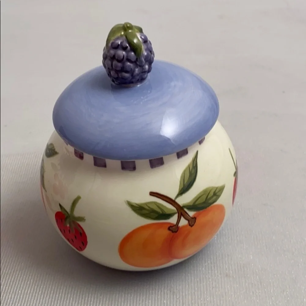 Zrike Fruit Medley ceramic sugar and creamer set